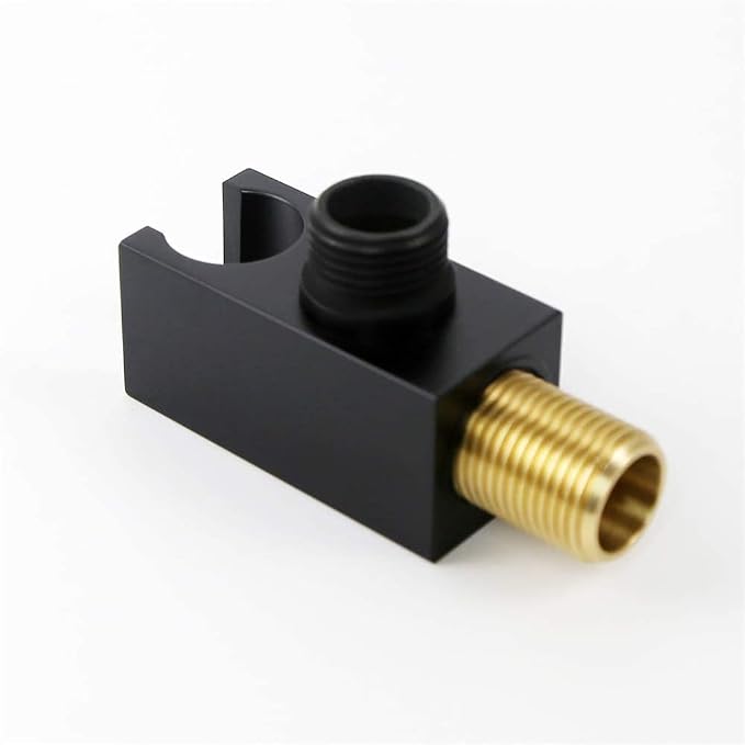 Shower Wand Holder Wall Mount Hand Held Shower Head Holder with Hose Connector for Shower System Faucet Set Shower Elbow Handheld Shower Handle Sprayer Holder Bracket Shower Hose Adapter Matte Black