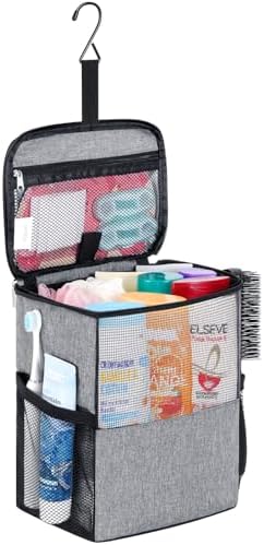 Lifewit Shower Bag Mesh Shower Caddy Portable College Dorm Room Essentials Tote Bag for Bathroom, Gym, Travel, Camping Quick Dry Hanging Shower Organizer Basket Toiletry Bag, Medium, Grey