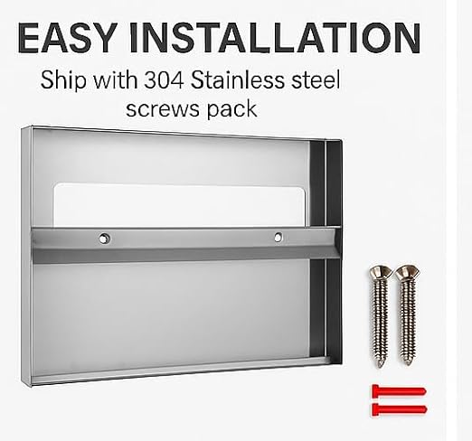 Commercial Toilet Seat Cover Dispenser Wall Mount, 304 Stainless Steel Holder for 250 Half Fold Disposable Seat Covers, Restroom Hygiene Accessory for Public Restroom Bathroom