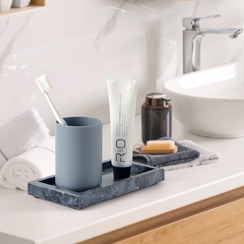 Natural Small Marble Vanity Tray, Stone Organizer for Bathroom & Kitchen