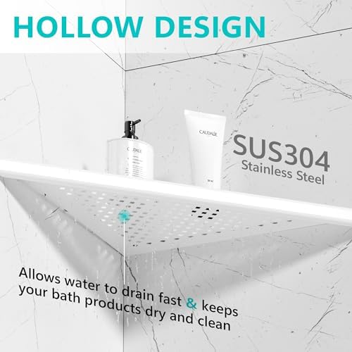 Qeke Corner Shower Shelves, 12” Recessed Tile Shower Shelf White, 1 Pack