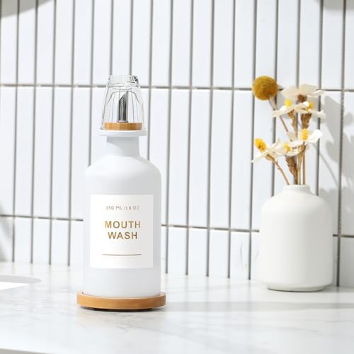11.8OZ Mouthwash Dispenser for Bathroom, White