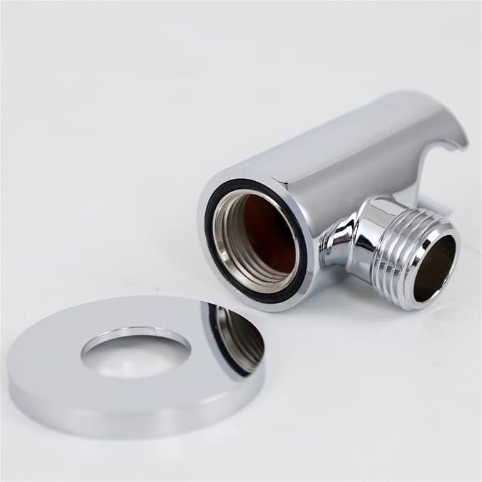 Hand Held Shower Head Holder Hose Connector Shower Wand Holder Wall Mount Handheld Shower Handle Sprayer Holder Shower Hose Adapter Shower Elbow with Spray Head Bracket 1/2 NPT Female Thread Chrome