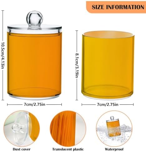 Gredecor 4 Pack Gradient Orange Qtip Holder Organizer Dispenser Clear Bathroom Storage Canister Cotton Ball Holder Bathroom Containers for Cotton Swabs/Pads/Floss