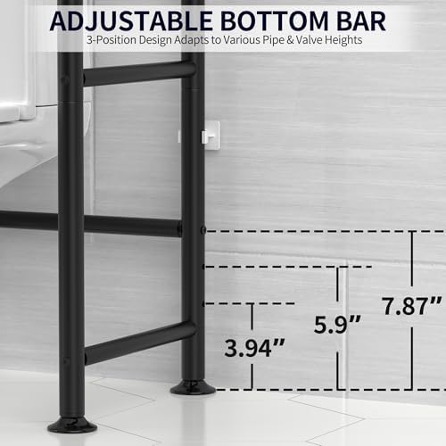 3-Tier Over Toilet Storage, Anti-Tip, 64" H, Black