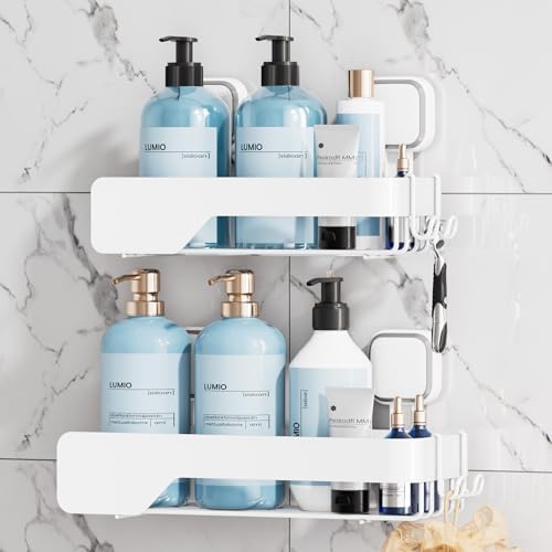 TAILI Shower Caddy Suction Cup Rustproof Metal Shower Shelves White 2pack