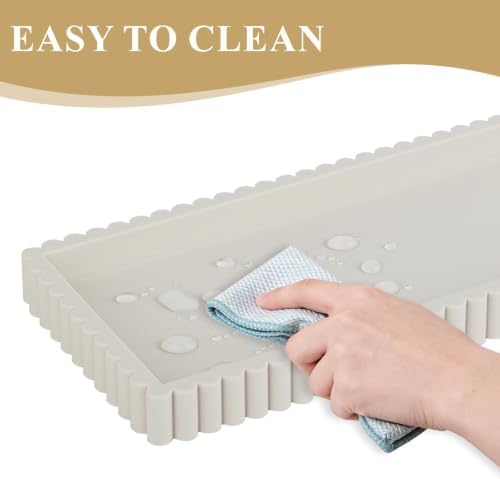 Silicone Bathroom Tray Vanity Tray Kitchen Counter Decor, Medium, Beige