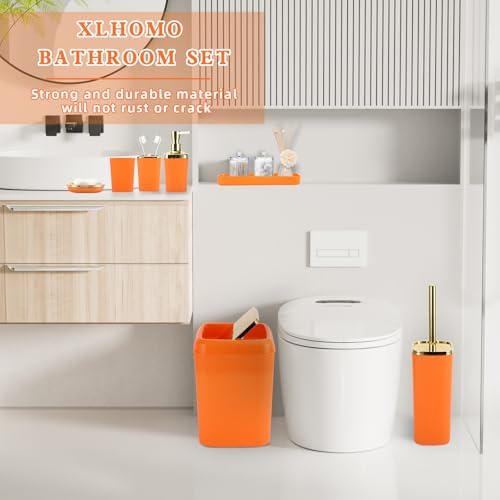 XLHOMO Bathroom Set, 9PC Bathroom Accessory Set, Orange Bathroom Set