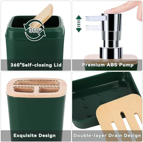 XLHOMO Dark Green Bathroom Sets with Shower Curtain and Rugs,Bathroom Sets Shower Curtain Set with Extra Soft and Absorbent Bathroom Rugs Green Bathroom Accessories