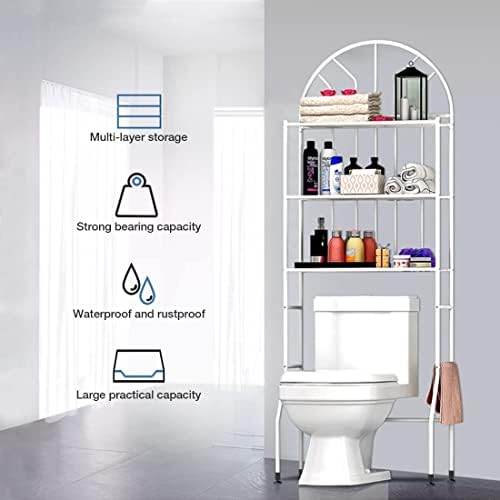 Over The Toilet Storage, 3-Tier White Bathroom Shelf Space Saver, Freestanding Toilet Storage Rack Cabinet Shelves