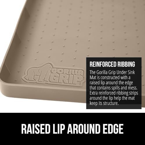 GORILLA GRIP Waterproof Silicone Under Sink Mat, Stay in Place, 19x22 Beige