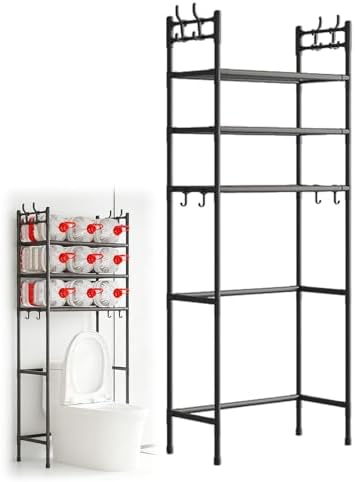 3-Tier Over the Toilet Storage,Metal Storage Rack Above The Toilet Storage Rack,Space Saver Freestanding Bathroom Shelve for Accommodate Toiletries and Daily Necessities (Black)