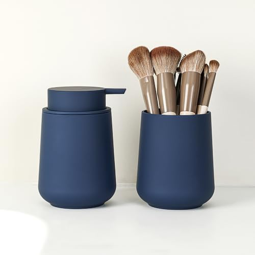 YAUKPH Bathroom Soap Dispenser and Toothbrush Holder Matte Blue