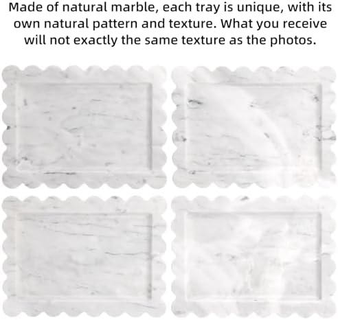 Scalloped Marble Decorative Tray, Carrara White, 10.8 * 8