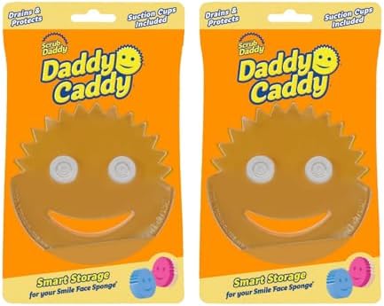 Scrub Daddy Holder for Sink Caddy Dish Sponge & Cleaning Organiser, Quick Dry Kitchen Accessory, Bathroom Organiser, Washing Accessories, Under Sink Sponge Holder 2 Pack