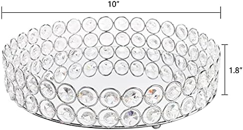 Hedume Mirrored Crystal Vanity Tray, 10 Inches Crystal Cosmetic Makeup Tray, Ornate Decorative Tray for Perfume, Jewelry and Makeup