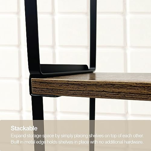 Mitus Stacking Wood Shelf Organizer, Counter Cabinet Storage Rack, 12 inch