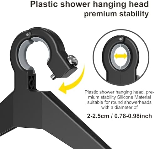 Orimade Adjustable Anti-slip Hanging Shower Caddy over Shower Head,Rustproof Bathroom Hanging shower Organizer with 4 Hooks for Razor,No Drilling Shower shelves Storage Rack,Black 4 Tier