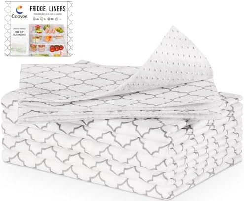 Cooyes 2 in 1 Fridge Liners & Fresh mats for Refrigerator Organizers and Storage, Absorbent Fridge Bin Liners, Home Kitchen Gadgets Accessories Organization Must Haves for Freezer Shelf Drawer Cabinet