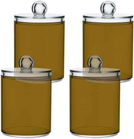 Gredecor 4 Pack Goldenrod Qtip Holder Organizer Dispenser Clear Bathroom Storage Canister Cotton Ball Holder Bathroom Containers for Cotton Swabs/Pads/Floss