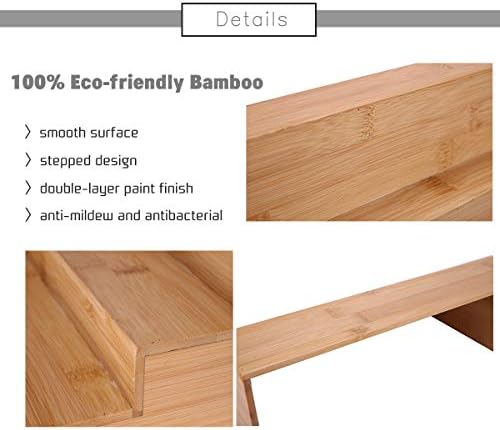 Bamboo Spice Rack Organizer for Cabinet 3 Tier Countertop Step Spice Shelf for Kitchen Storage and Organizer, Step Display Rack for Toy/SkinCare/Healthy Care, 2 Pack Step Rack
