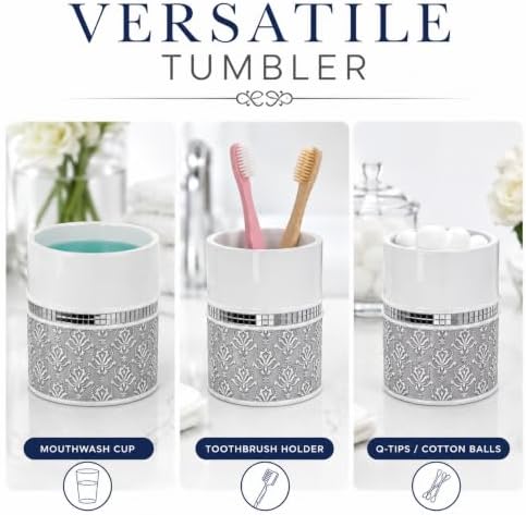 Mirror Damask Toothbrush and Toothpaste Holder - Bathroom Tumbler Cup