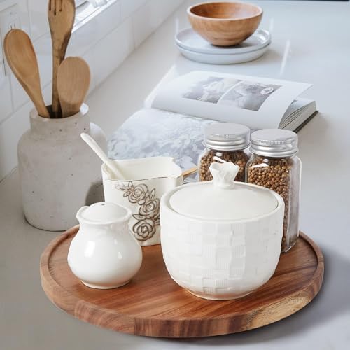 12-inch Acacia Wood Lazy Susan Organizers,Lazy Susan Turntable for Cabinet