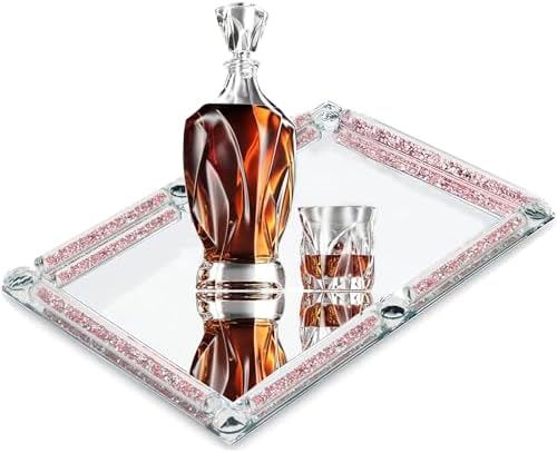 Large Crystal Tray, 15.7"x11.8"Rose Rectangular Makeup Perfume Tray