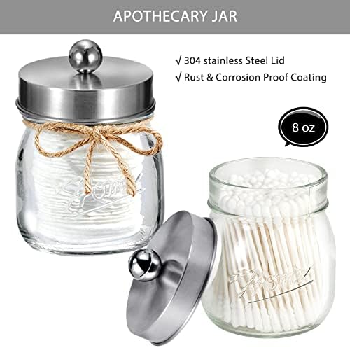 SheeChung 8PCS Mason Jar Bathroom Accessories Set Complete - Brushed Nickel