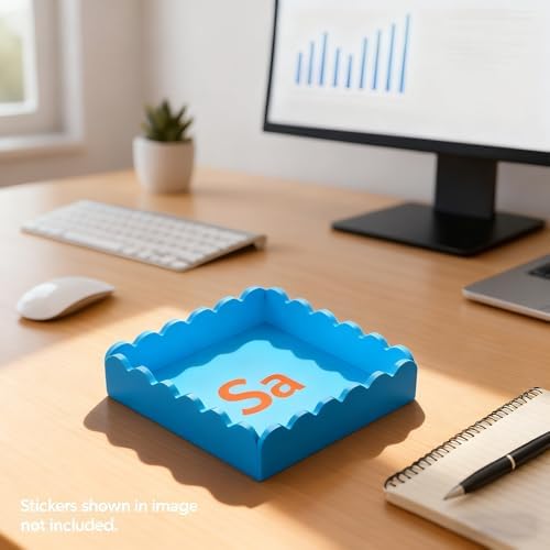 Scalloped Acrylic Tray, Glossy Blue Acrylic Decorative Tray for Home Decor, 8x8 Inch Acrylic Organizer Tray for Bathroom Vanity Countertop Square Acrylic Display Tray for Jewelry (Square Blue)