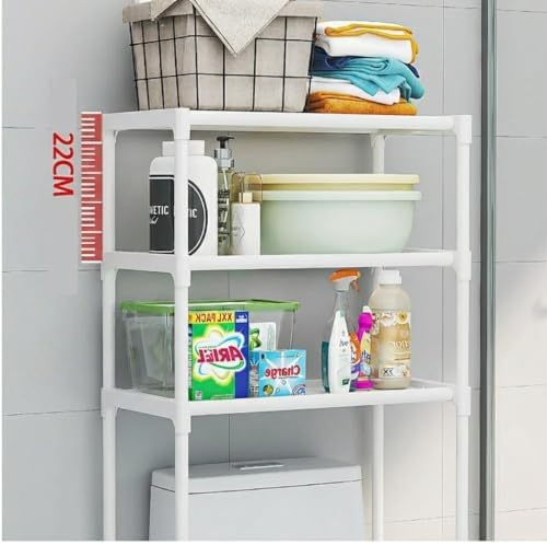 3-Tier Over the Toilet Storage, Metal Bathroom Shelve, Over Toilet Bathroom Organizer Storage Rack, Space Saver Freestanding Shelf for Restroom Laundry Balcony Room