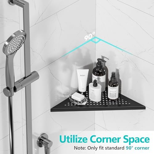 Qeke Corner Shower Shelves, 10” Recessed Tile Shower Shelf Black, 1 Pack