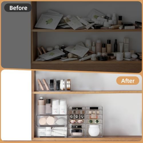 Narrow Medicine Cabinet Organizer with Drawer, Clear