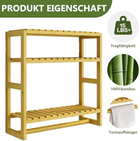 Galood Over The Toilet Storage Bathroom Shelves Wall Mounted 3 Tier Yellow