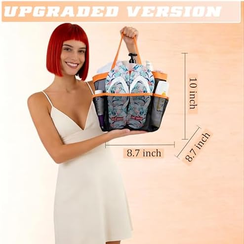 Mesh Shower Caddy Portable - 9 Pockets for College Dorm Room Essential