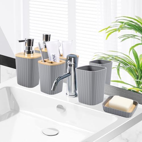 XLHOMO Bathroom Set, 9PC Grey Bathroom Set, Bathroom Accessories Set