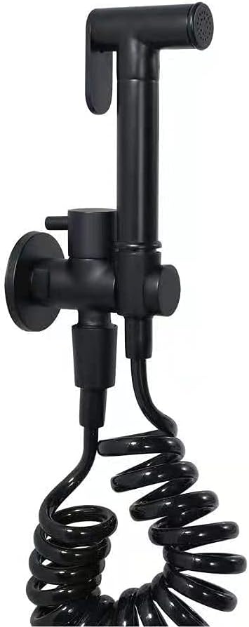 Handheld Shower Head Holder with Hose Connector Shower Head Shut Off Valve Shower Wand Holder Wall Mount Hand Held Shower Handle Sprayer Holder Toilet Bidet Spray Head Bracket Matte Black