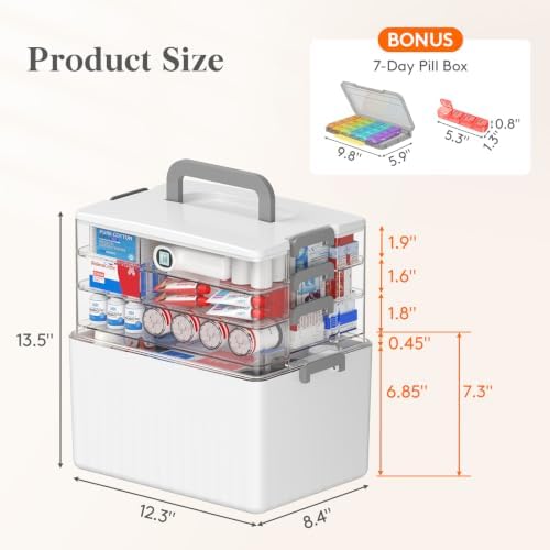 Lifewit 4-Tier Extra-Tall Medicine Cabinet Organizer with Handle& Pill Case