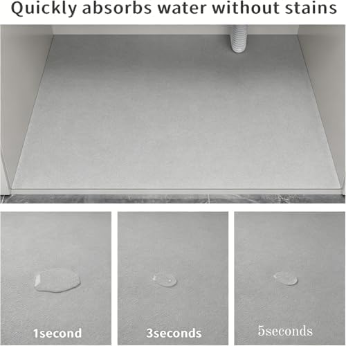 Under Sink Mats-35" x 24" (Cut-to-Fit) Absorbent Shelf Liner for Kitchen&Bathroom Cabinets | Non-Slip, Quick-Dry Cabinet Liner for Under Sink, Vanity & Utility Storage (Light Grey,35''x24'')