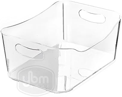 YBM HOME Storage Bins - Open Plastic Organizers and Storage Basket for Kitchen Pantry Organization, Under Sink Bathroom Storage, Toy Baskets, Food Storage Box Containers (Small - Clear)