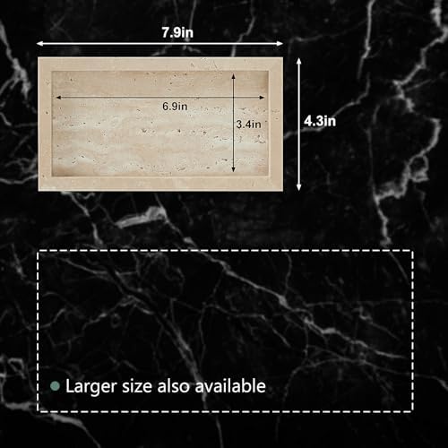 Natural Small Marble Vanity Tray, Stone Organizer for Bathroom & Kitchen