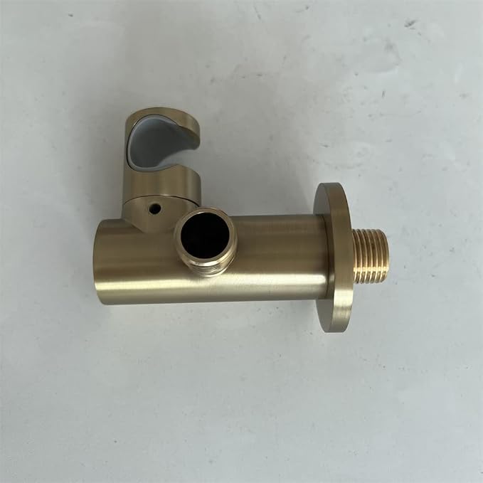Hand Held Shower Head Holder with Hose Connector Shower Wand Holder Wall Mount Adjustable Handheld Shower Handle Sprayer Holder Shower Hose Adapter Shower Elbow with Spray Head Bracket Brushed Gold