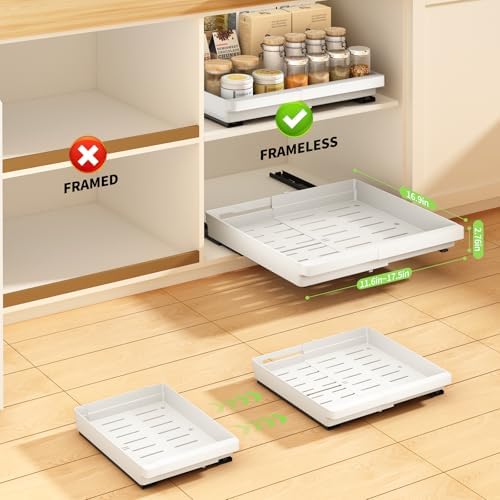 DOMNIU Pull Out Cabinet Organizers Expandable,White,16.9"Depth,2 Pack