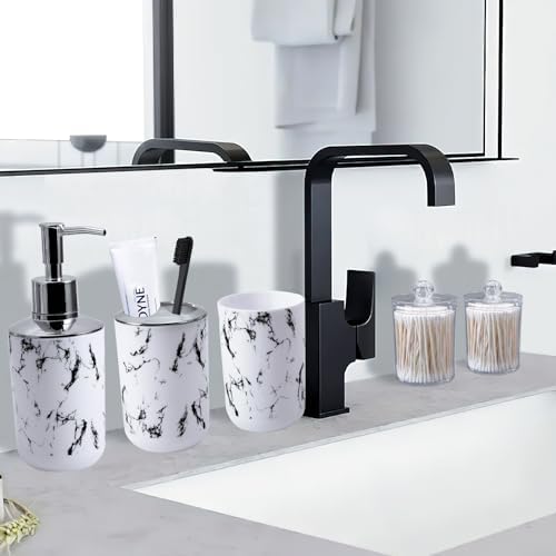 XLHOMO White Marble Bathroom Accessories Set, White Bathroom Set