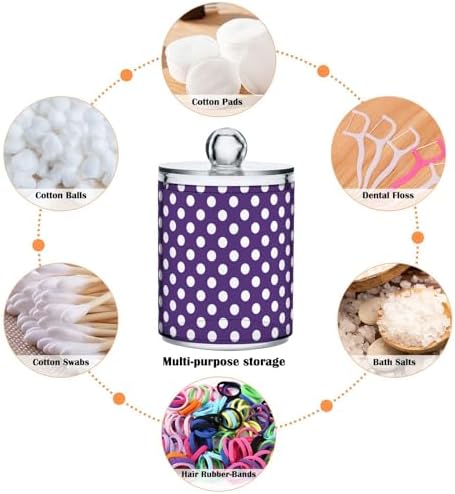 ALAZA Polka Dot Hipster Funny 2 Pack Qtip Holder Dispenser for Cotton Swabs, Balls, Pads, Floss 10 oz Plastic Canister Organizer
