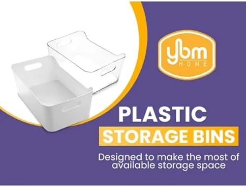 YBM HOME Storage Bins - Open Plastic Organizers and Storage Basket for Kitchen Pantry Organization, Under Sink Bathroom Storage, Toy Baskets, Food Storage Box Containers (Small - Clear 2 Packs)