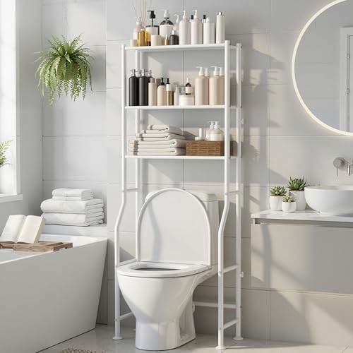 3-Tier Over Toilet Storage, Anti-Tip, 64" H, White