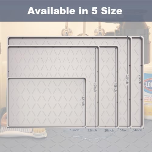 Extra Thick Under Sink Mat Waterproof with Raised Edge 19" x 28"