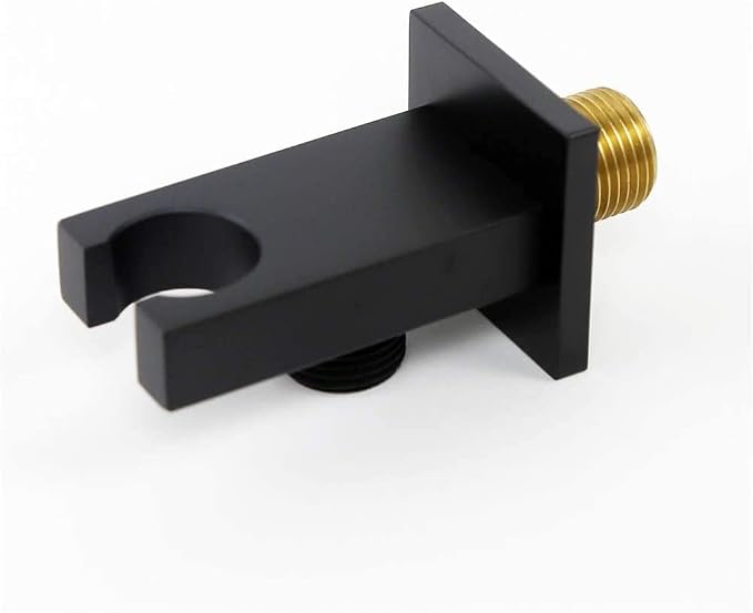 Matte Black Vintage Wall-Mounted Shower Head Holder with Hose Connector, Holds Hand Shower Head and Bidet Sprayer, Includes Wall Outlet Elbow