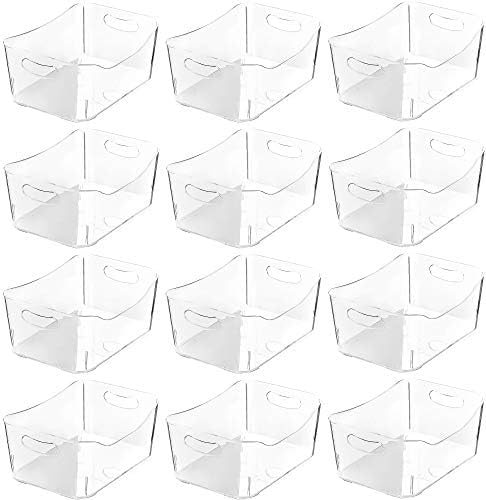 YBM HOME Storage Bins - Open Plastic Organizers and Storage Basket for Kitchen Pantry Organization, Under Sink Bathroom Storage, Toy Baskets, Food Storage Box Containers (Small -12 Pack, Clear)